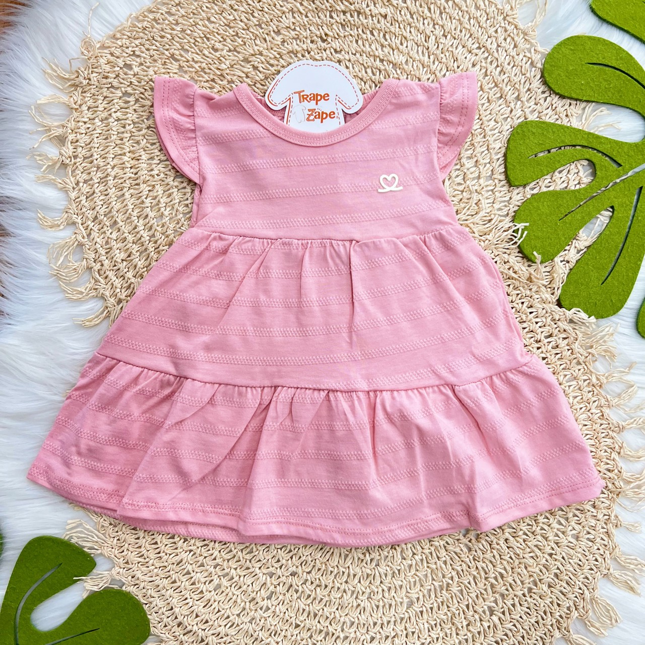 Vestido com Manga de Babadinho - Rosa